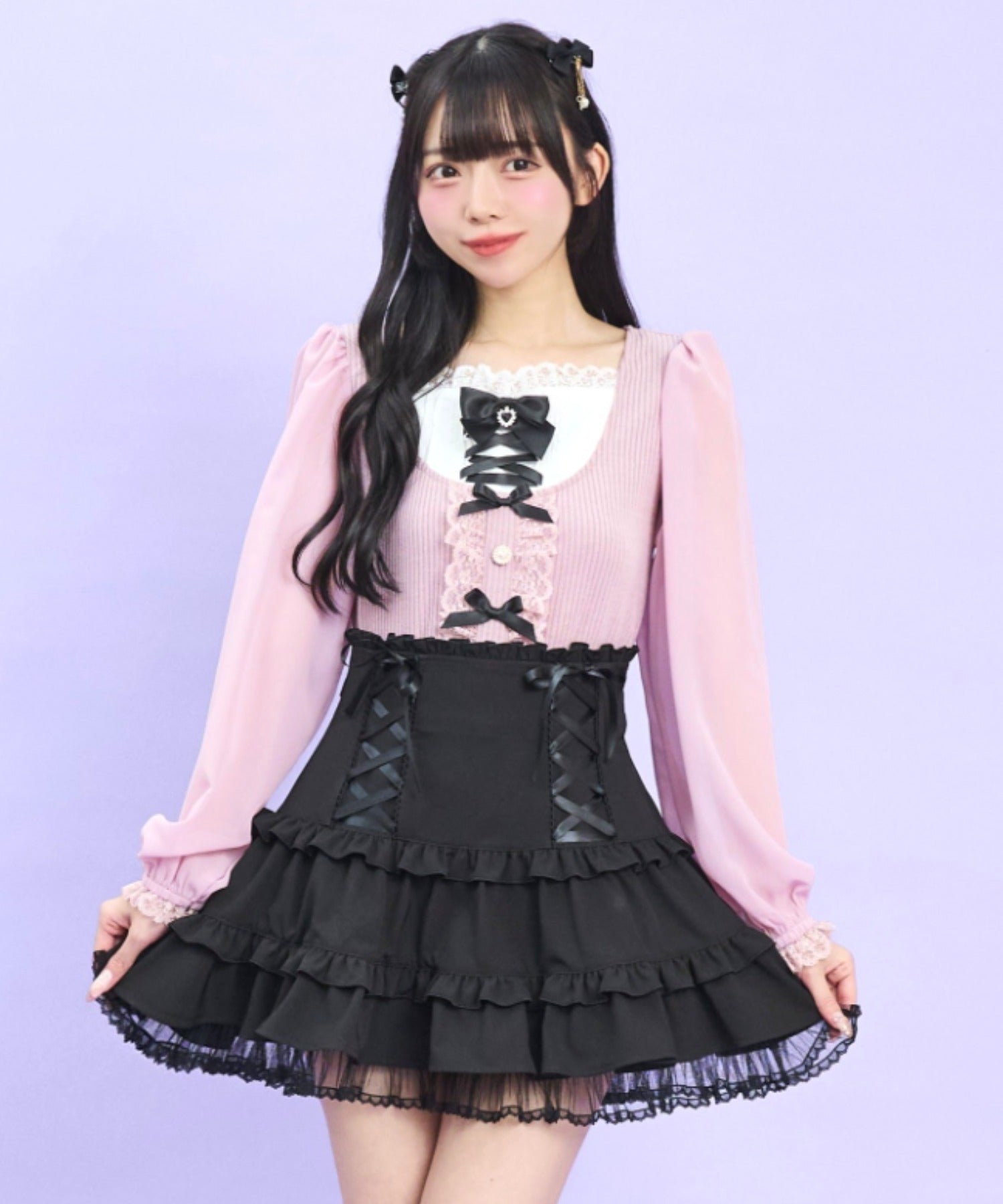 シークレットハニー Secret Honey レースアップヨークカットソー （ピンク） ピンク