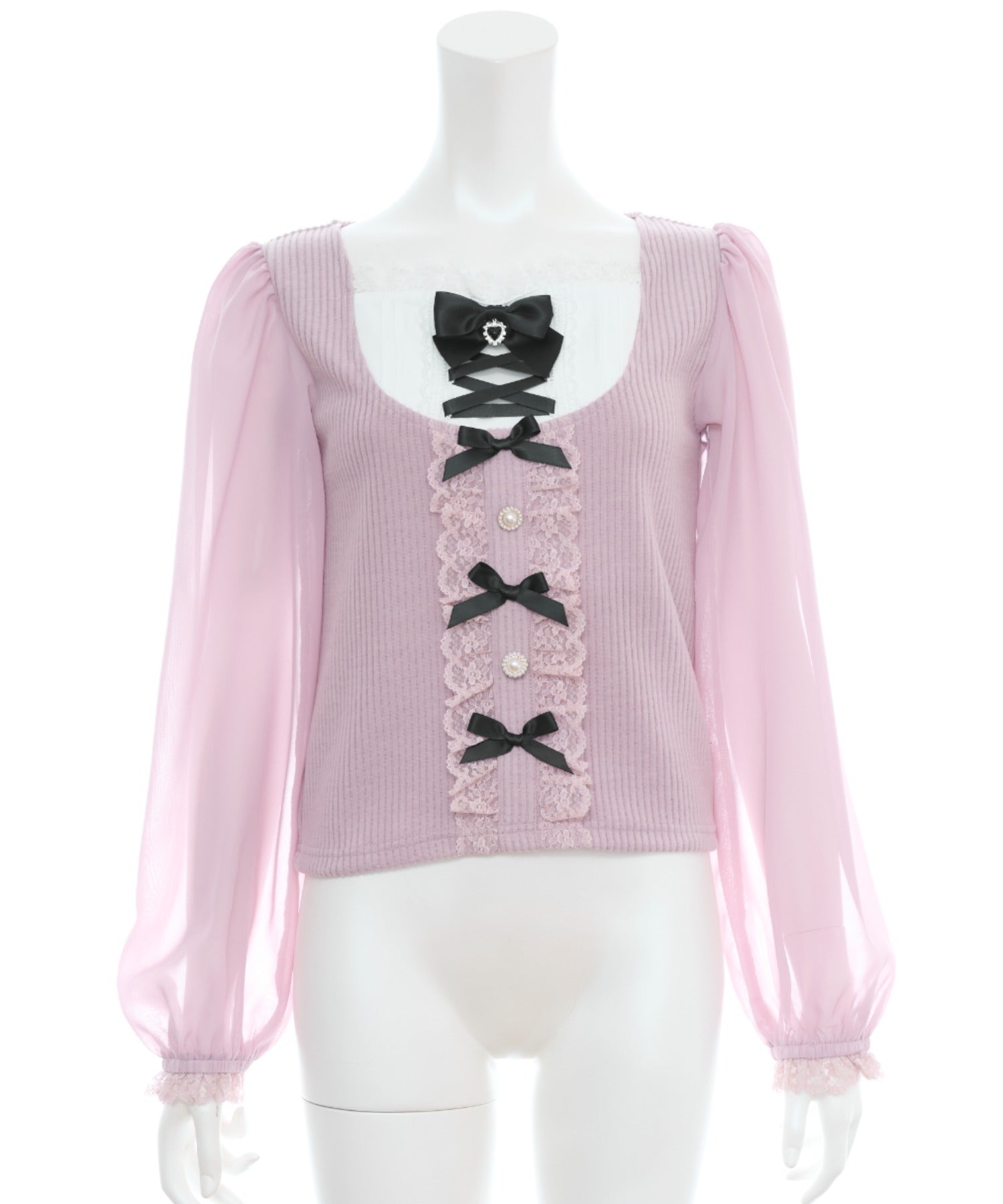 シークレットハニー Secret Honey レースアップヨークカットソー （ピンク） ピンク