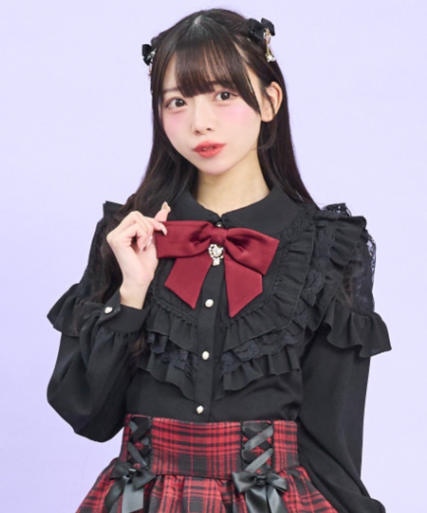 シークレットハニー Secret Honey ヨークフリル肩レース切り替えブラウス （クロ） クロ