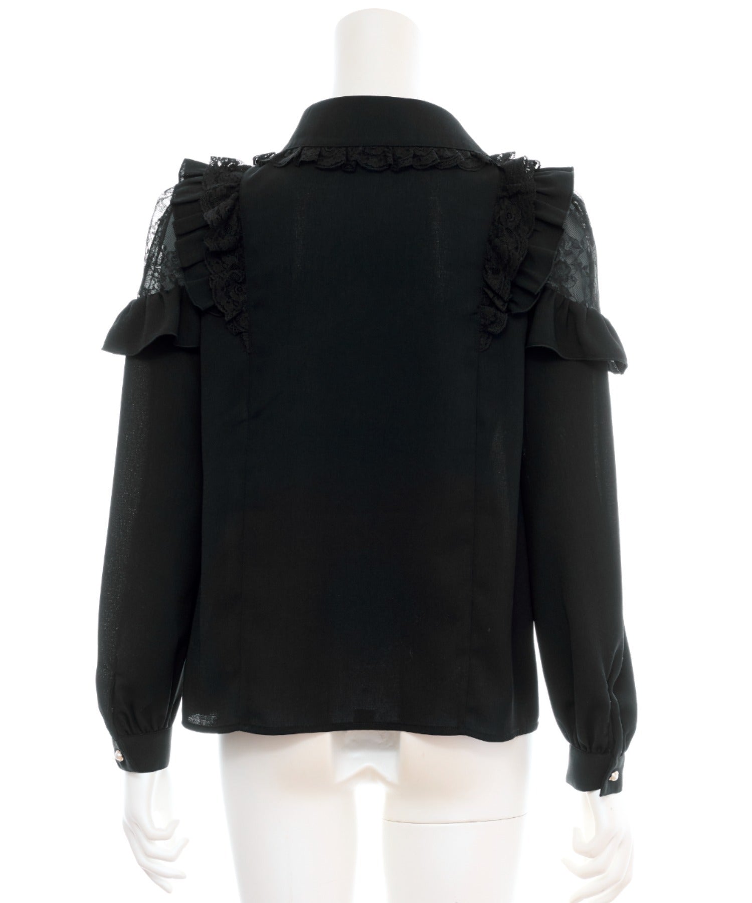 シークレットハニー Secret Honey ヨークフリル肩レース切り替えブラウス （クロ） クロ