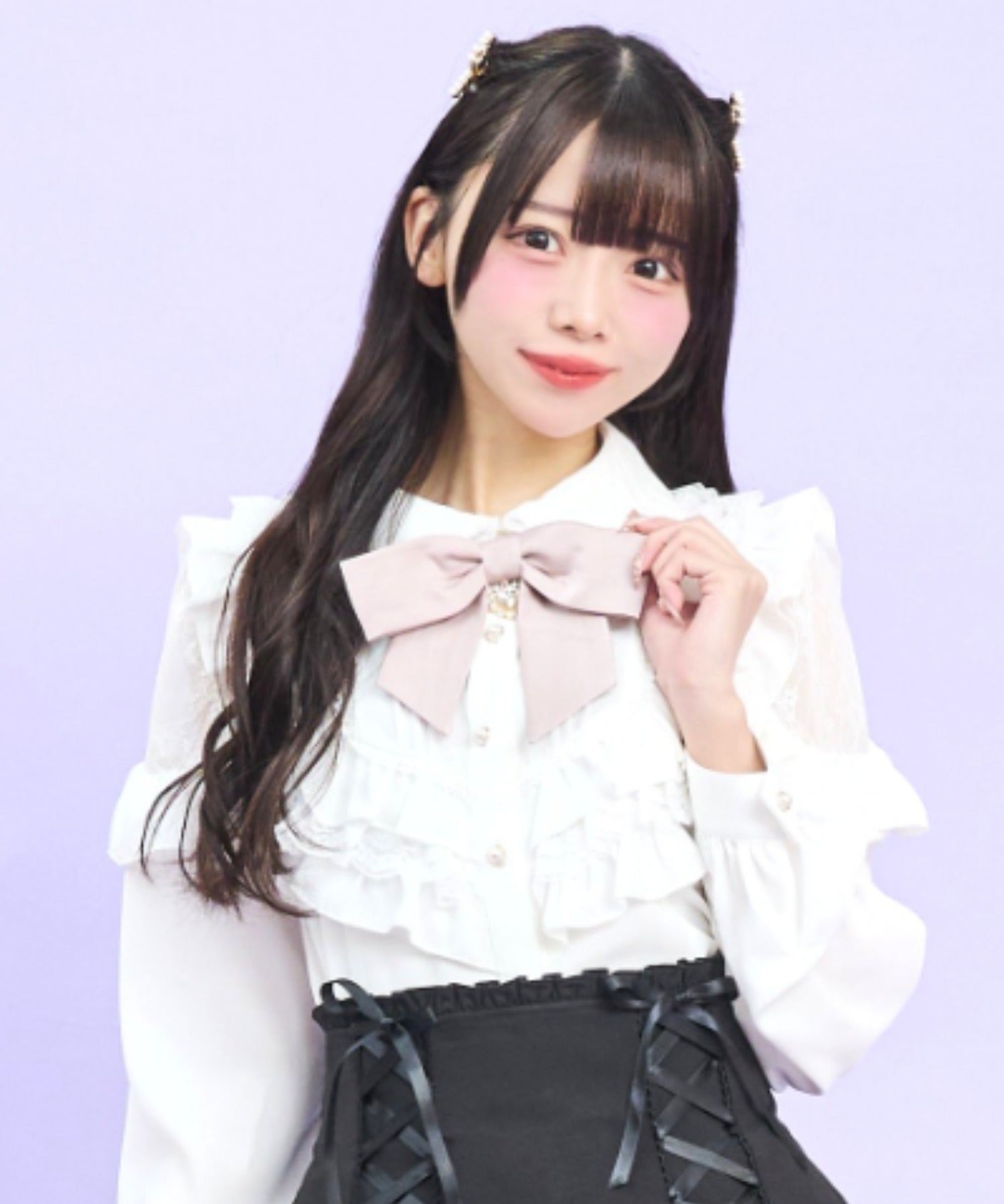 シークレットハニー Secret Honey ヨークフリル肩レース切り替えブラウス （ピンク） ピンク