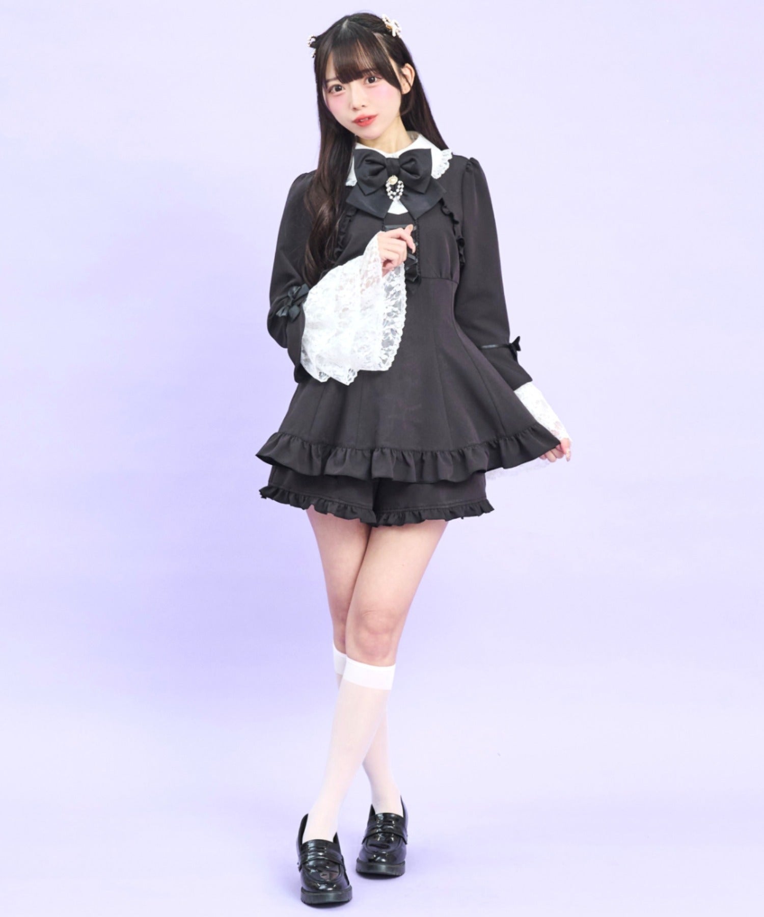 シークレットハニー Secret Honey ティアードベルスリーブセットアップ （クロ） クロ