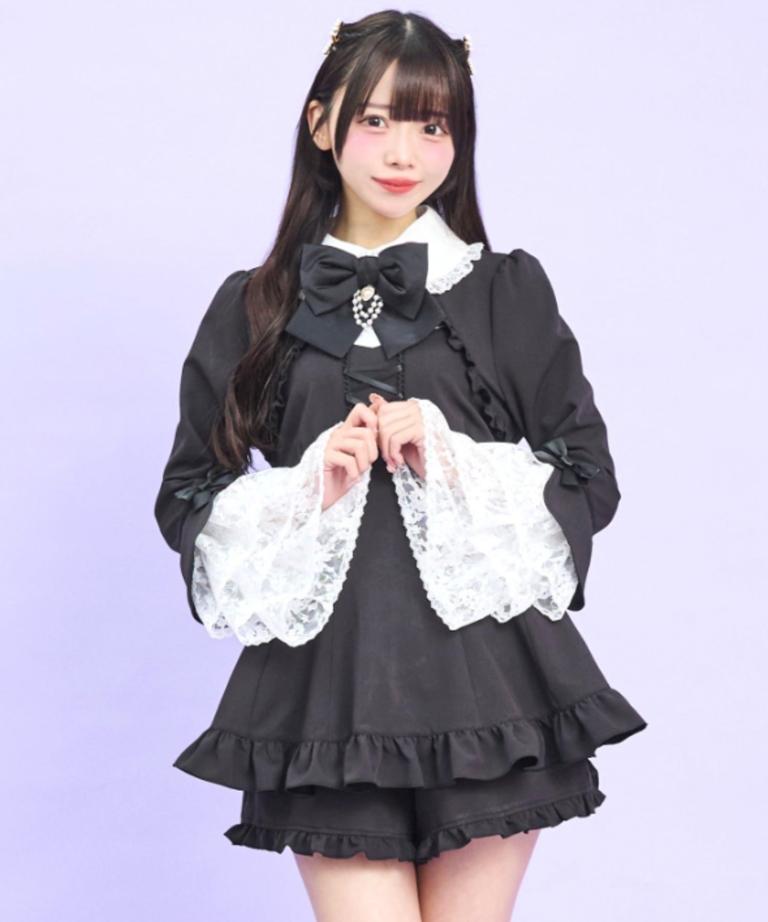 シークレットハニー Secret Honey ティアードベルスリーブセットアップ （クロ） クロ