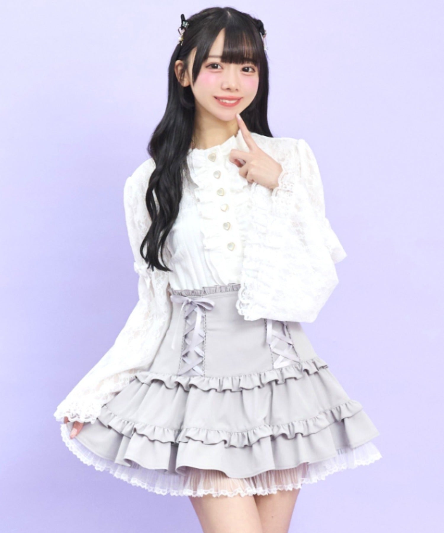 シークレットハニー Secret Honey フロントフリル姫袖カットソー （ホワイト） ホワイト