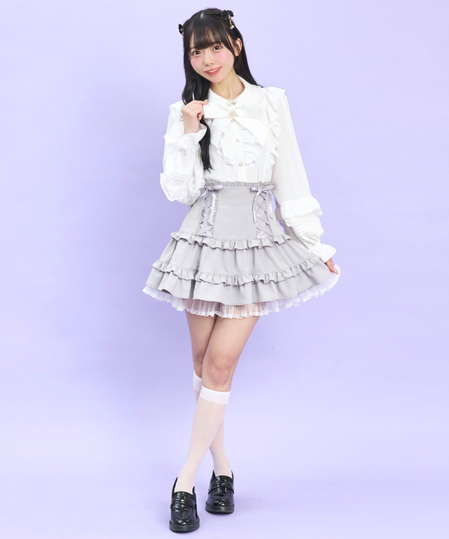 シークレットハニー Secret Honey 袖ピンタックフリルブラウス （ホワイト） ホワイト