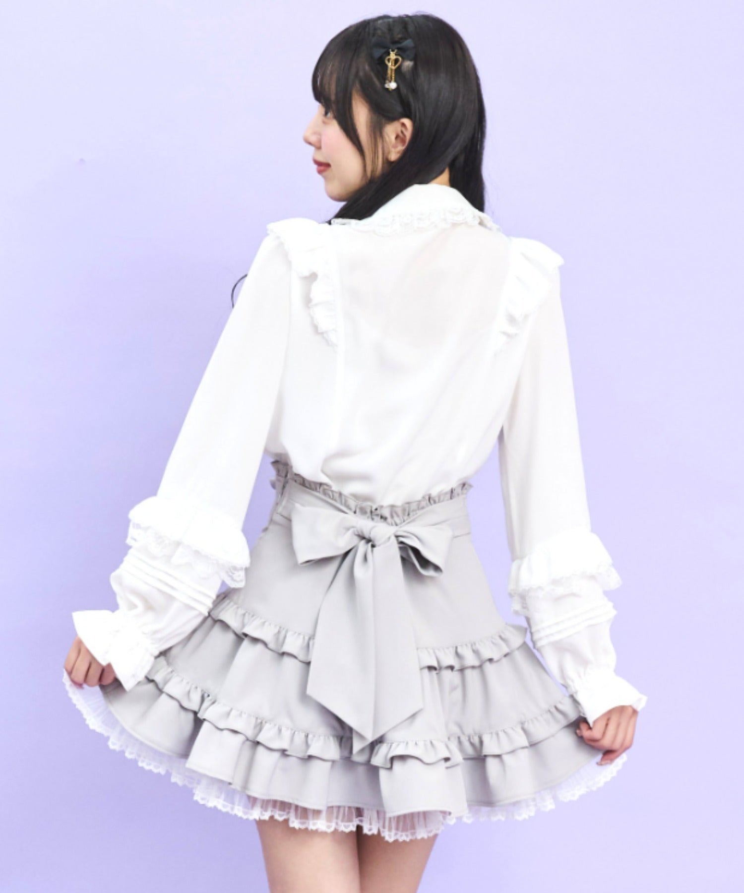 シークレットハニー Secret Honey 袖ピンタックフリルブラウス （ホワイト） ホワイト