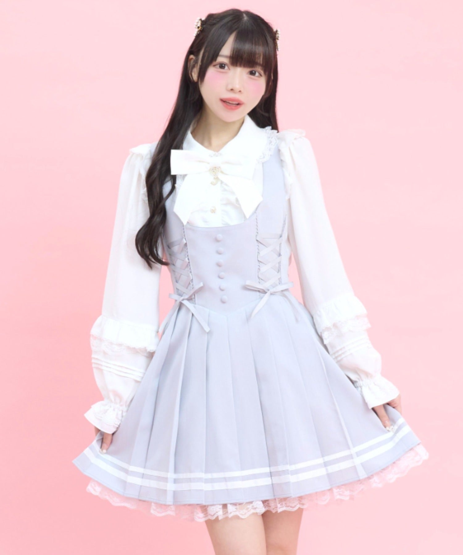 シークレットハニー Secret Honey 袖ピンタックフリルブラウス （ホワイト） ホワイト