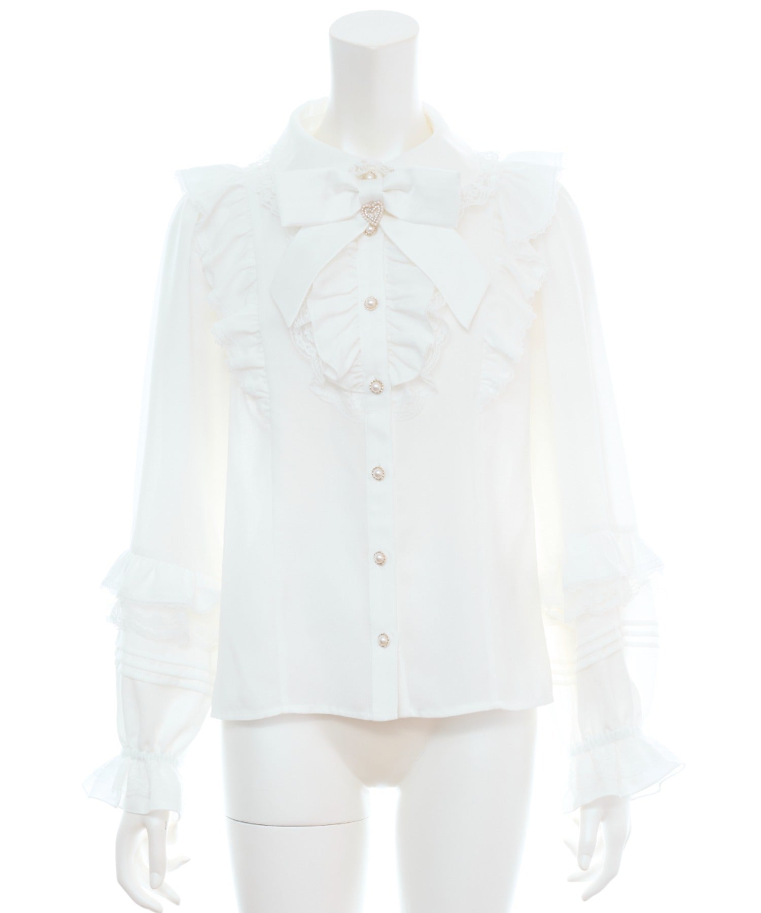 シークレットハニー Secret Honey 袖ピンタックフリルブラウス （ホワイト） ホワイト