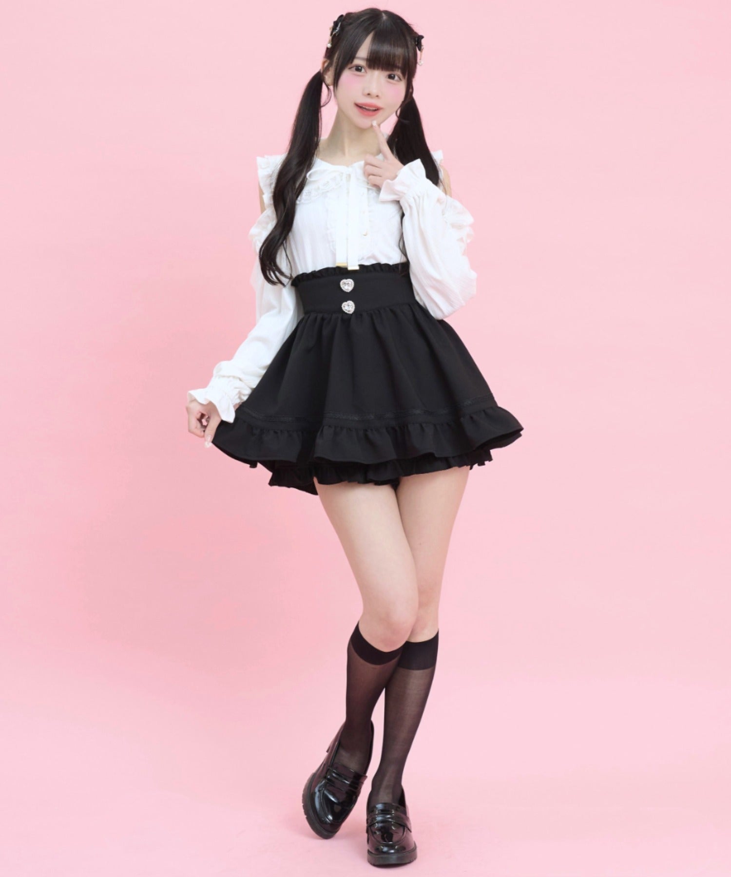 シークレットハニー Secret Honey 肩開きレースアップカットソー （ホワイト） ホワイト