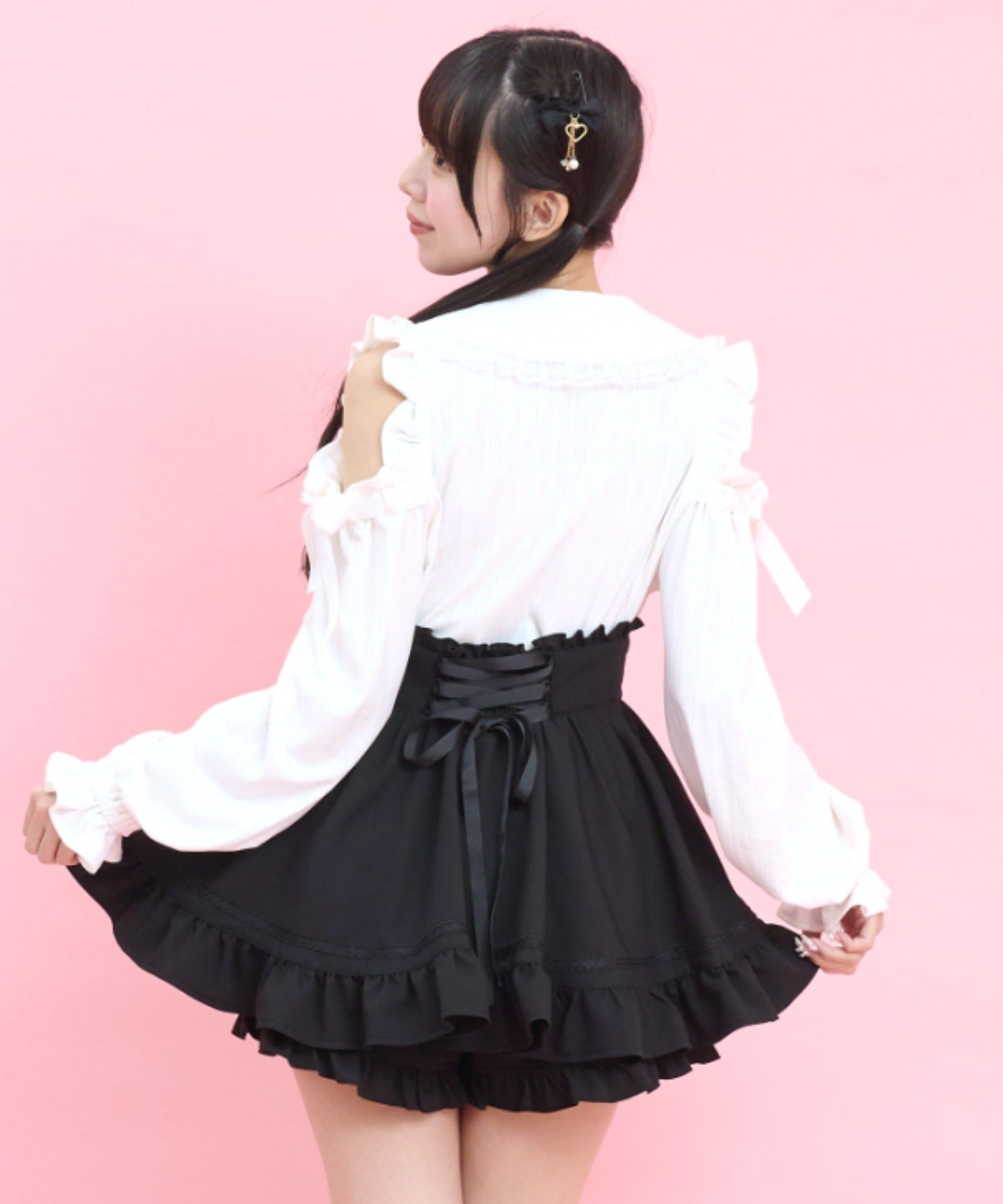 シークレットハニー Secret Honey 肩開きレースアップカットソー （ホワイト） ホワイト