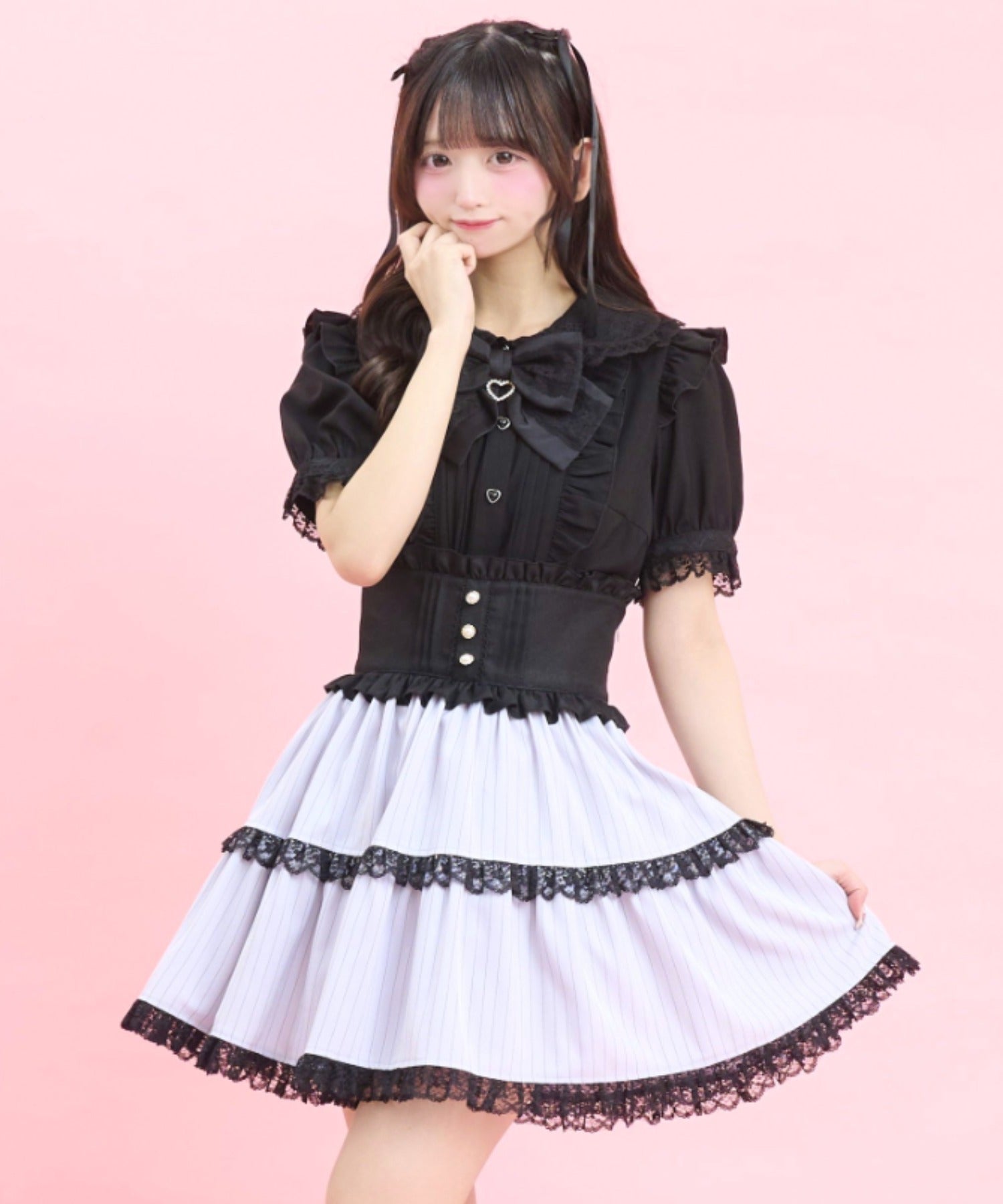 シークレットハニー Secret Honey コルセット風レースアップスカート （グレー） グレー