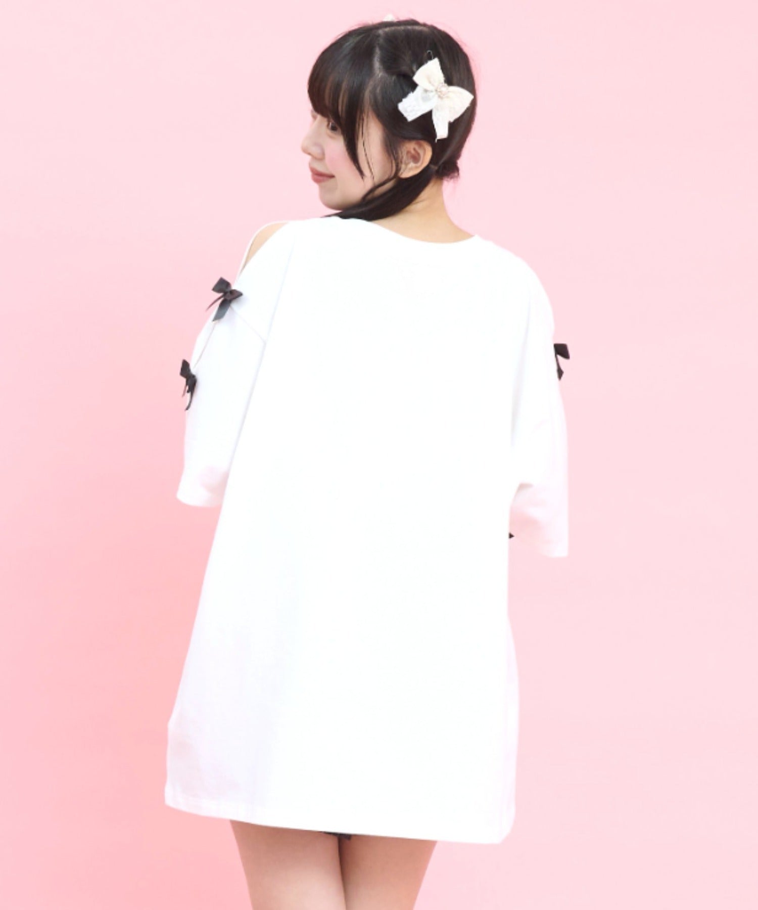 シークレットハニー Secret Honey 袖スリットバニープリントTシャツ （ホワイト） ホワイト