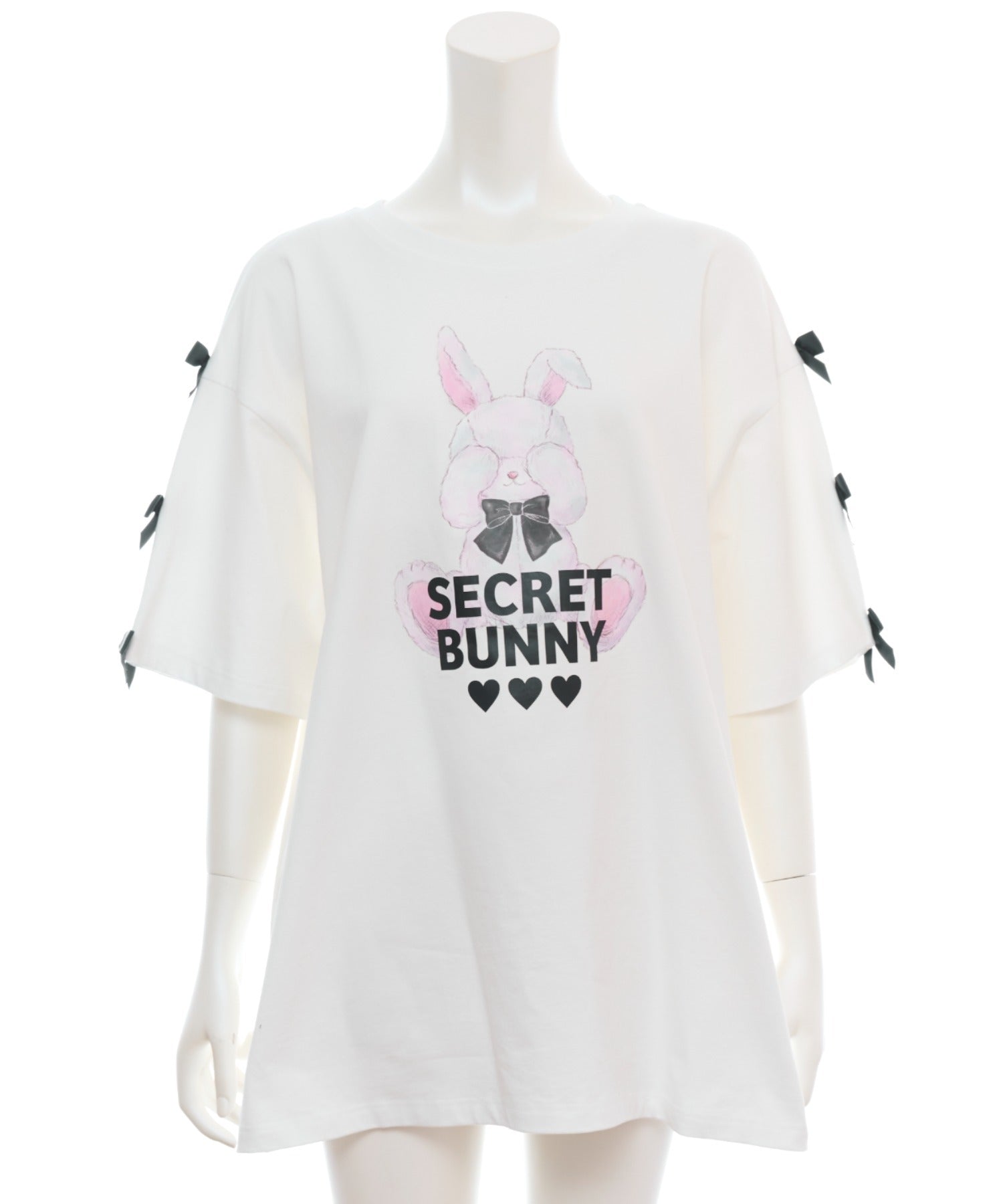 シークレットハニー Secret Honey 袖スリットバニープリントTシャツ （ホワイト） ホワイト
