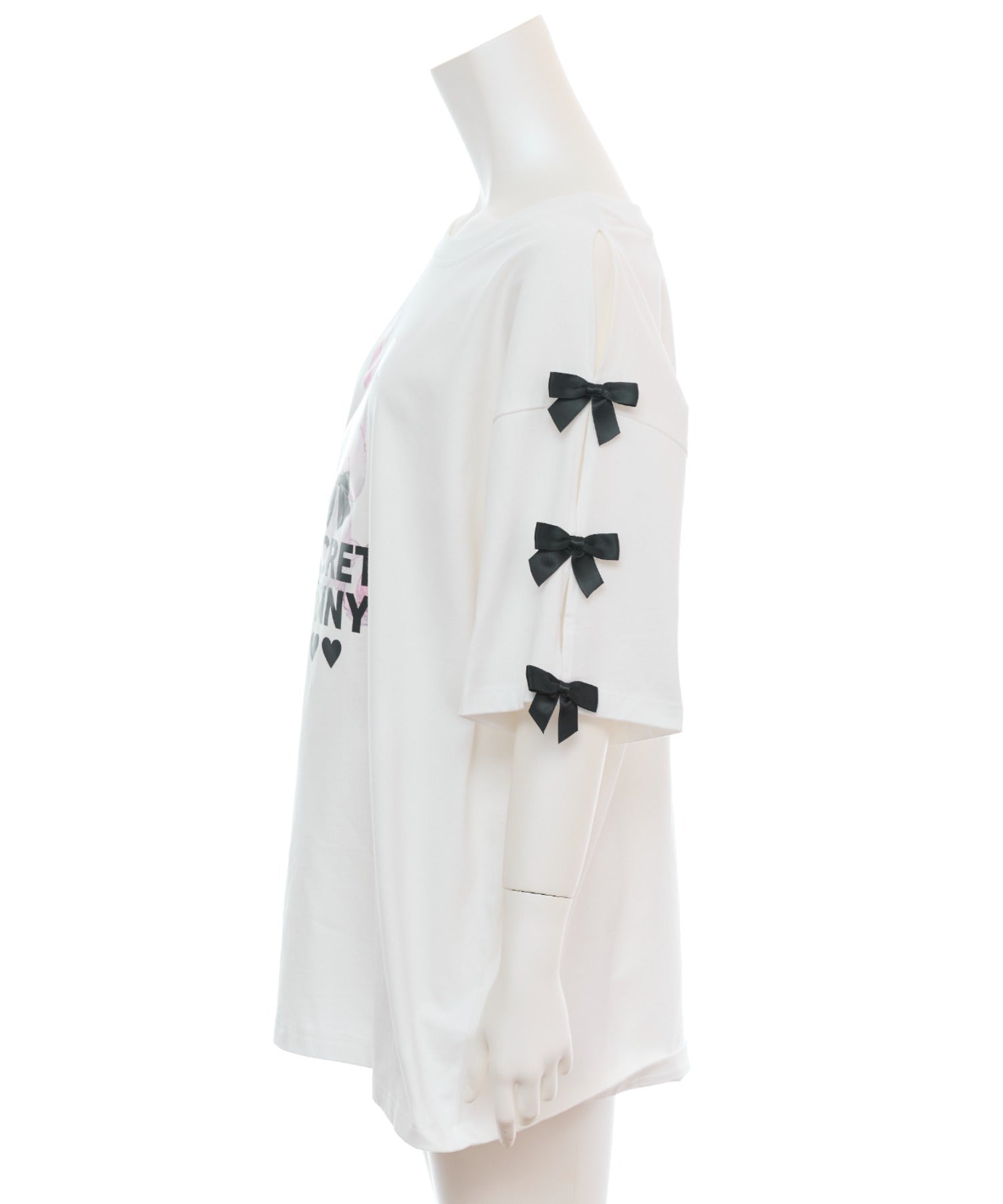 シークレットハニー Secret Honey 袖スリットバニープリントTシャツ （ホワイト） ホワイト