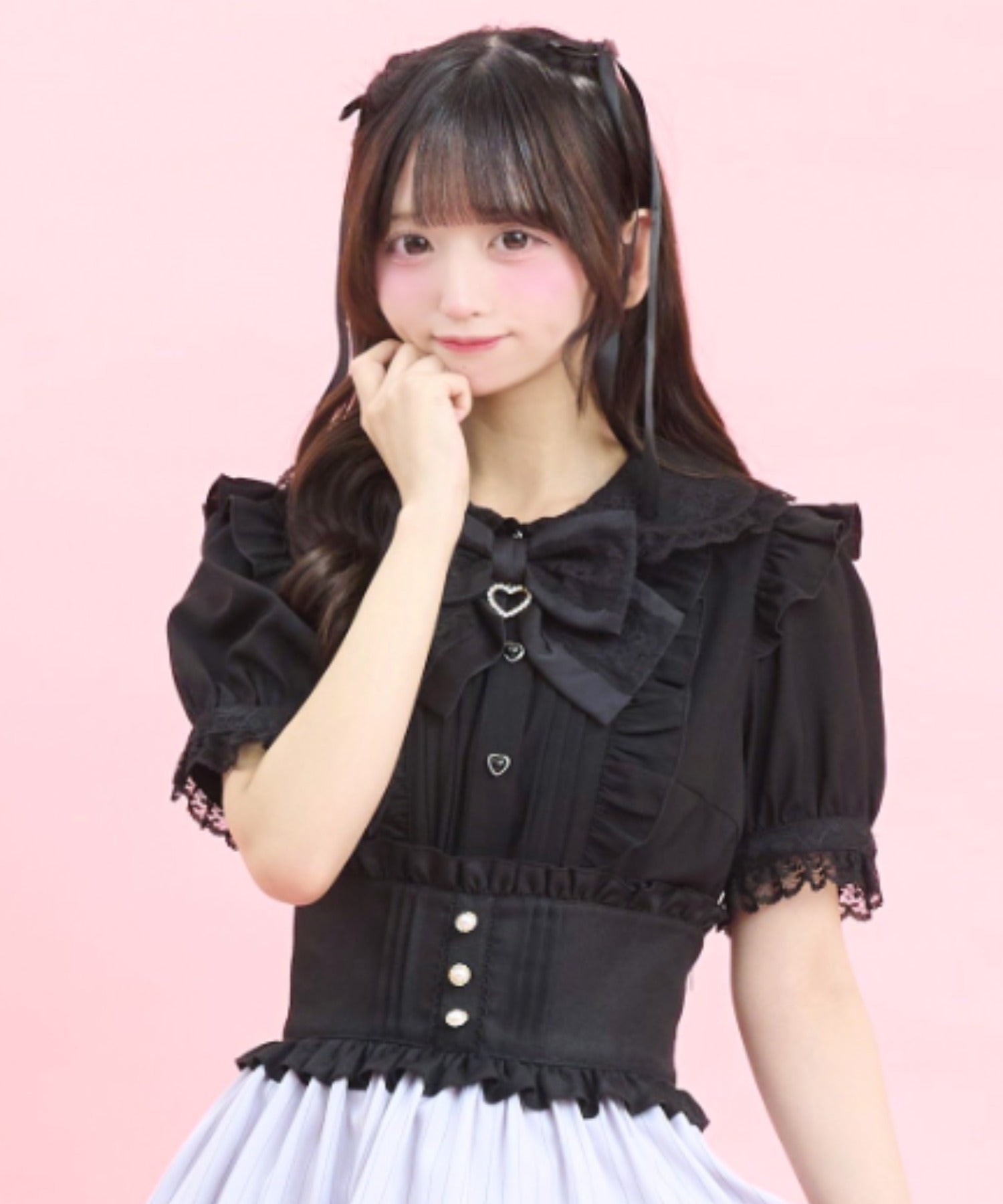 シークレットハニー Secret Honey レース襟ピンタックブラウス （クロ） クロ