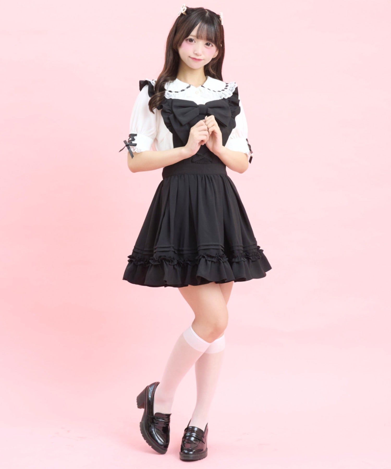 シークレットハニー Secret Honey リボン付エプロンジャンドレ （クロ） クロ