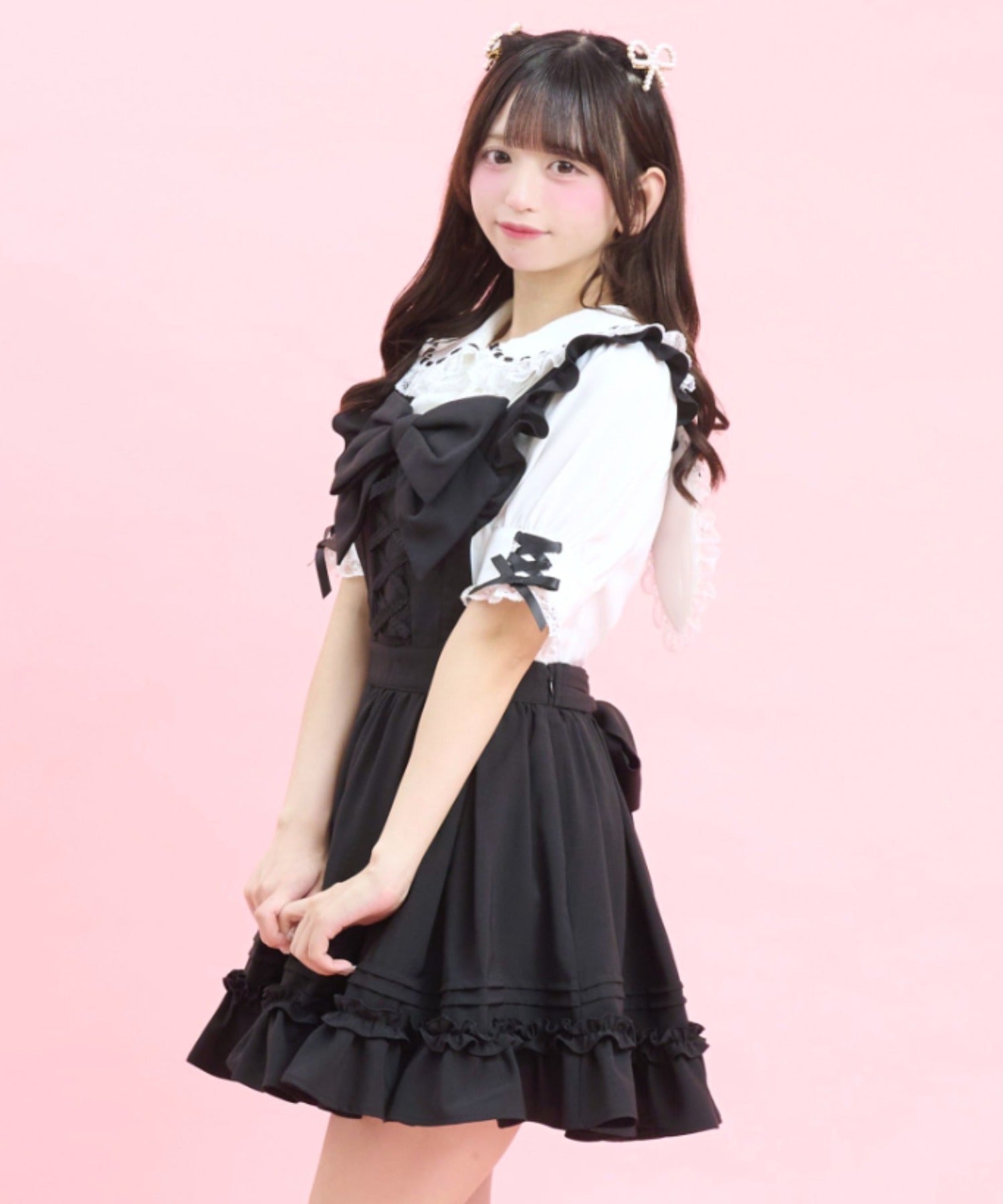 シークレットハニー Secret Honey リボン付エプロンジャンドレ （クロ） クロ