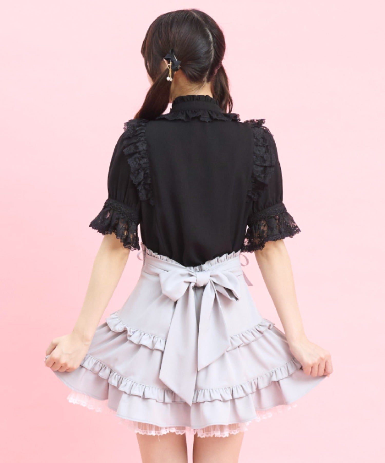 シークレットハニー Secret Honey スクエアヨークレースフリルブラウス （クロ） クロ