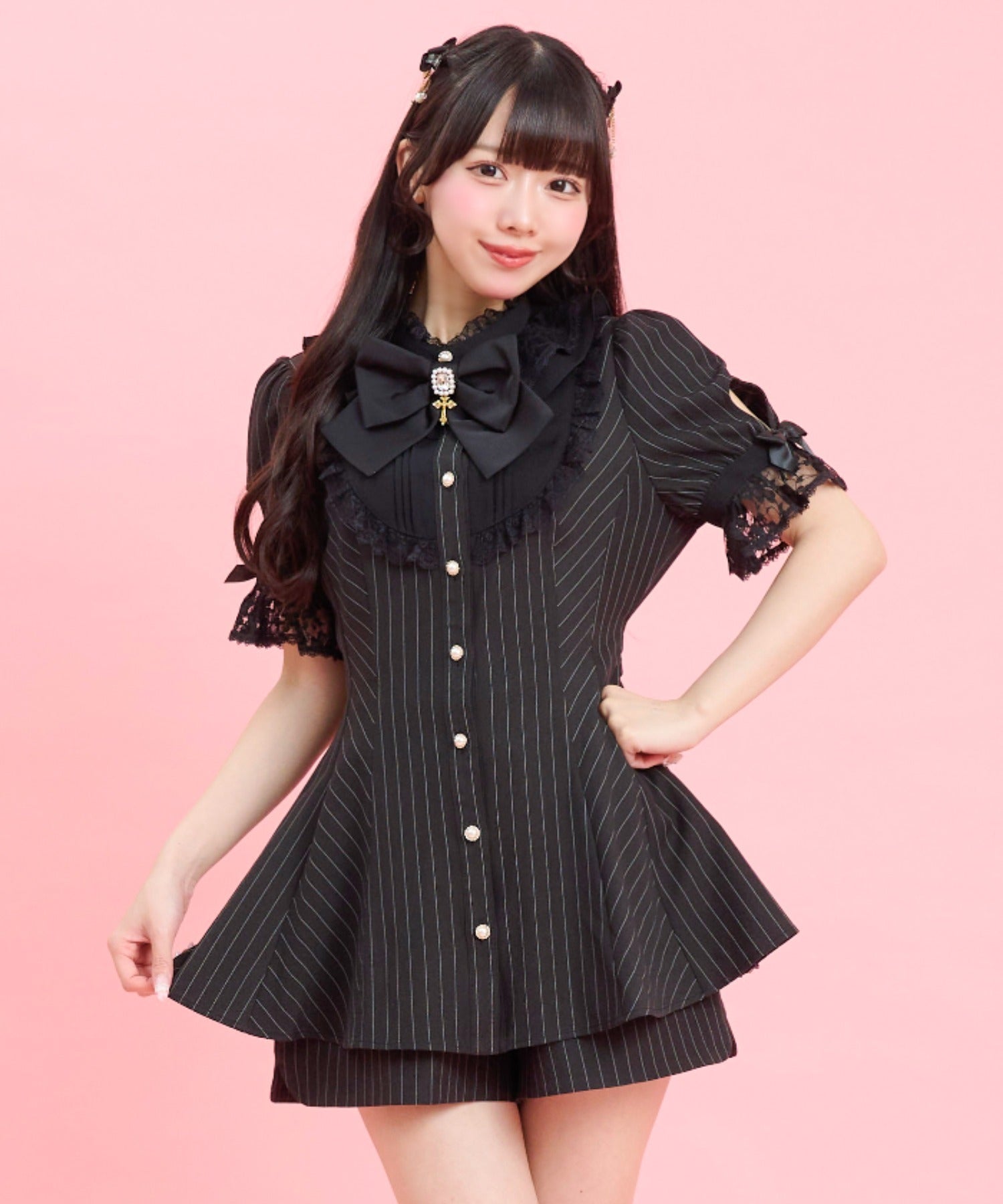 シークレットハニー Secret Honey バッスル半袖セットアップ （ブラック） ブラック