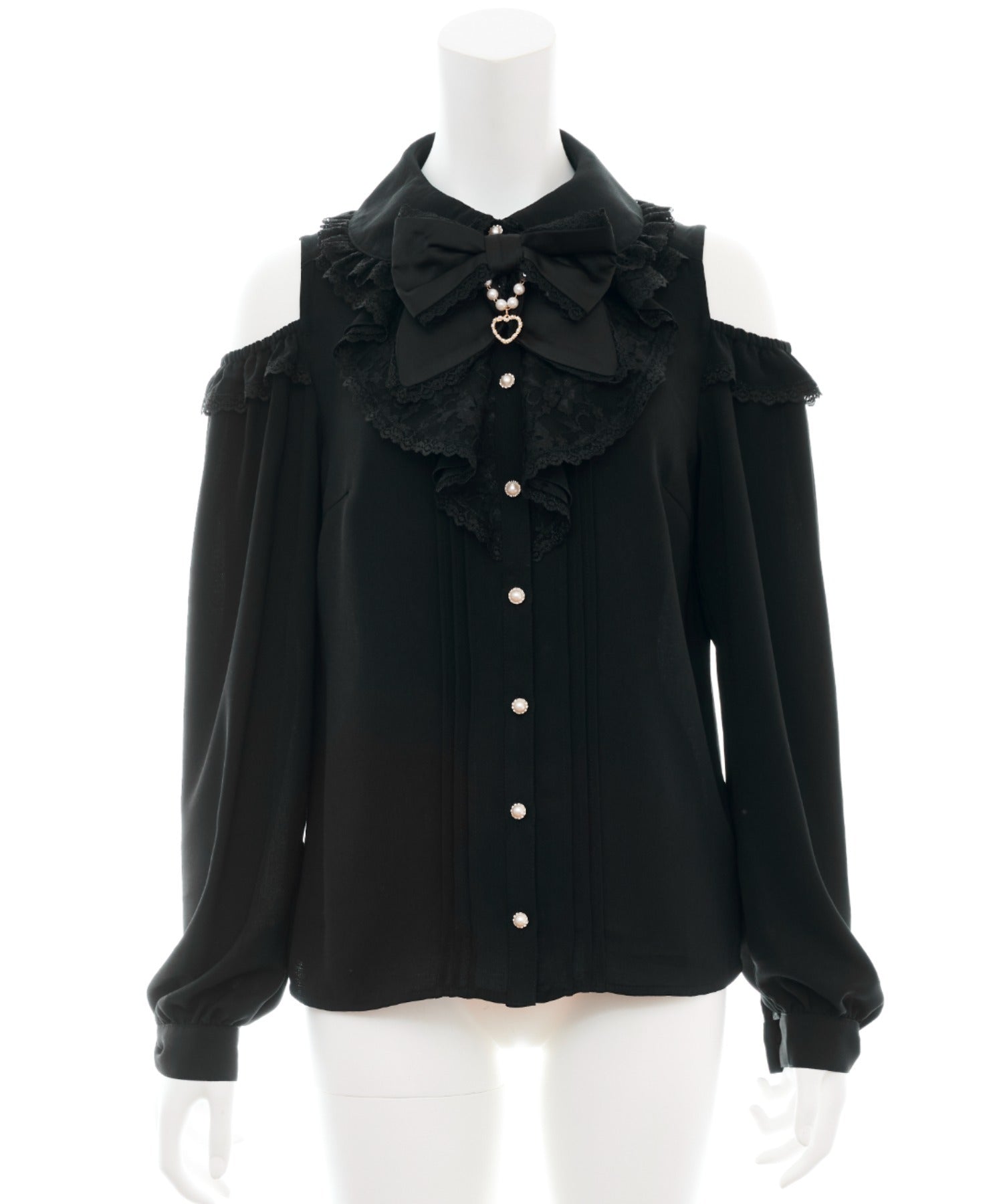 Secret Honey Open Shoulder Lace Ruffle Blouse