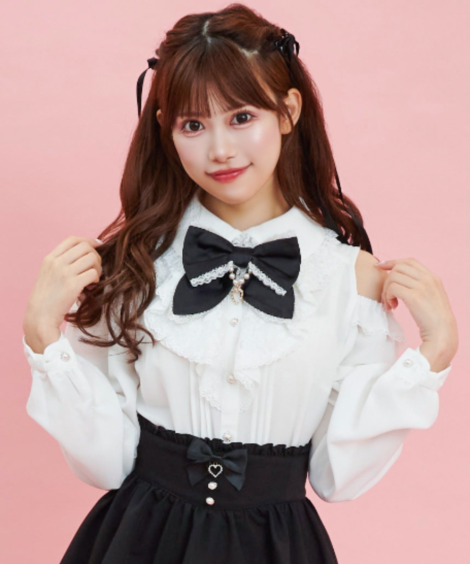 Secret Honey Open Shoulder Lace Ruffle Blouse