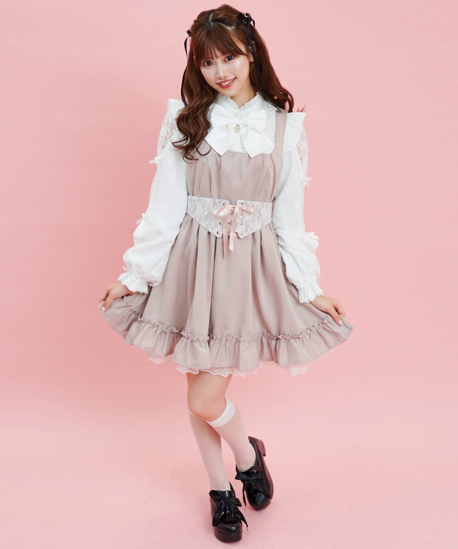 Secret Honey Corset Back Ribbon Jumper Dress