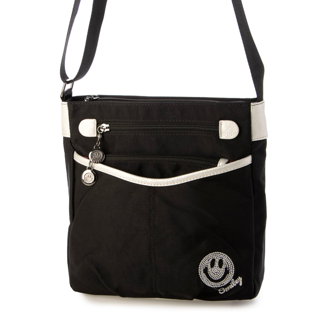 スマイリーフェイス SMILEY FACE スマイルナイロンショルダーバッグ（メタリックアクセント） （ブラック） ブラック
