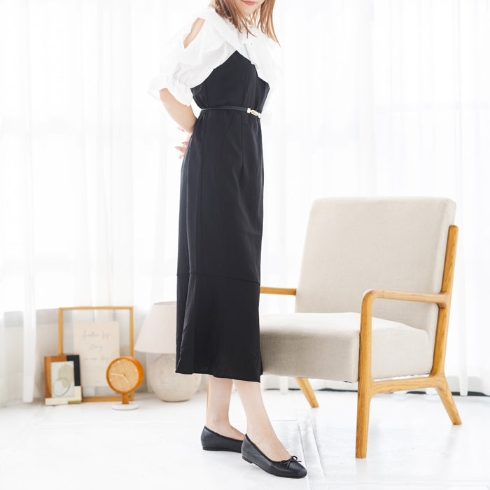 ソルヴィー SoLeVie スクエアトゥフラットシューズ （ブラックスムース） ブラックスムース