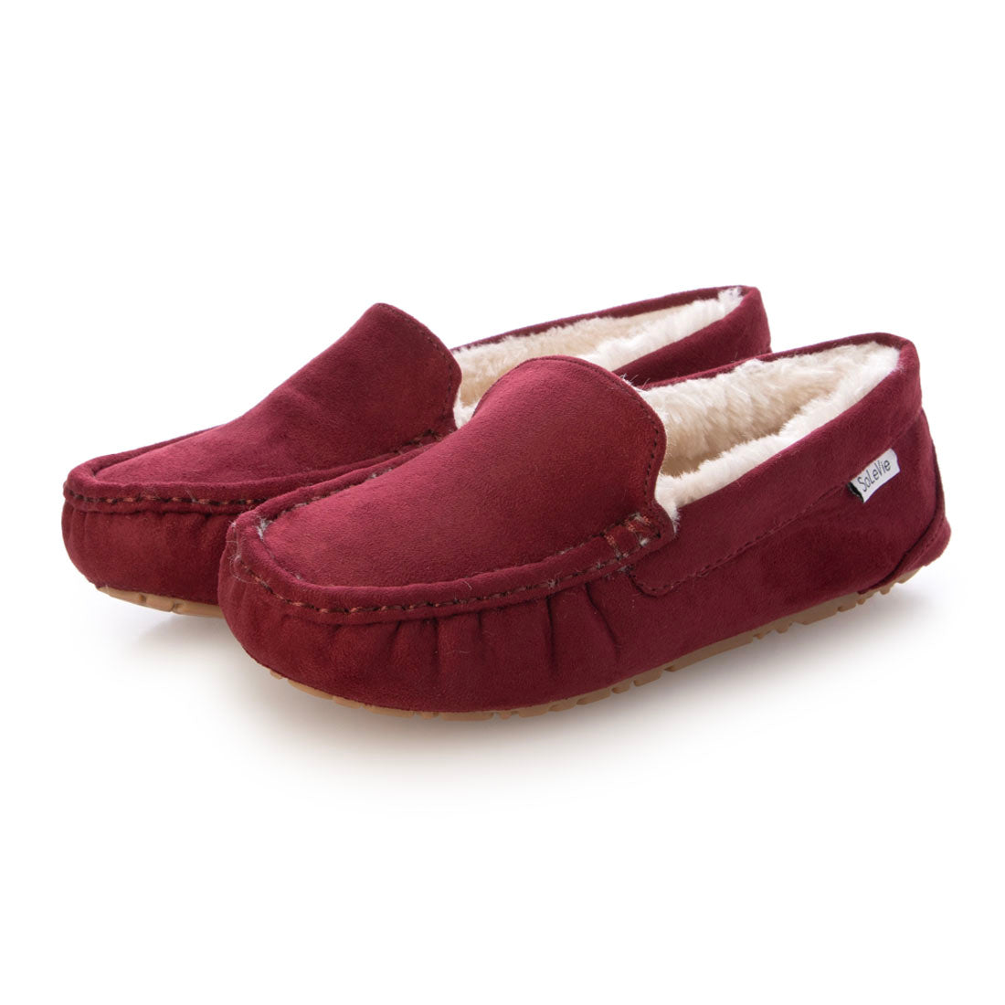 ソルヴィー SoLeVie もこもこファー モカシンローファー （レッドスエード） レッドスエード