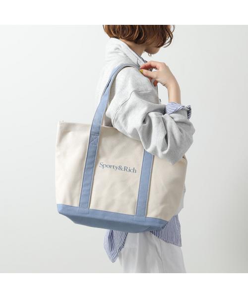 SPORTY＆RICH トートバッグ ACAW233 キャンバス （NATURAL/Sky-Blue） NATURAL/Sky-Blue
