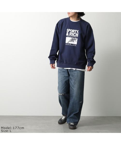 SPORTY＆RICH トレーナー CR885 スウェット 裏起毛 （NAVY/ネイビー） NAVY/ネイビー