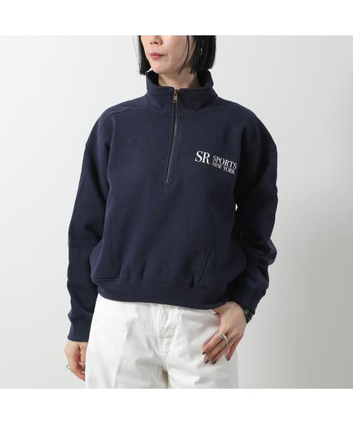 SPORTY＆RICH トレーナー QZAW235 JFK クォータージップ （NAVY/ネイビー） NAVY/ネイビー