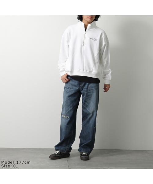 SPORTY＆RICH トレーナー QZ871 スウェット ハーフジップ （WHITE/ホワイト） WHITE/ホワイト
