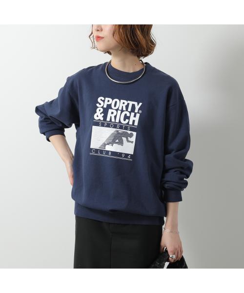 SPORTY＆RICH トレーナー CR885 スウェット 裏起毛 （NAVY/ネイビー） NAVY/ネイビー