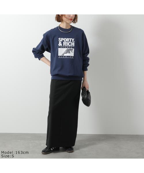 SPORTY＆RICH トレーナー CR885 スウェット 裏起毛 （NAVY/ネイビー） NAVY/ネイビー