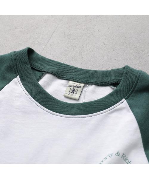 SPORTY＆RICH Tシャツ BTAW231 七分袖 ラグラン （WHITE/ホワイト） WHITE/ホワイト