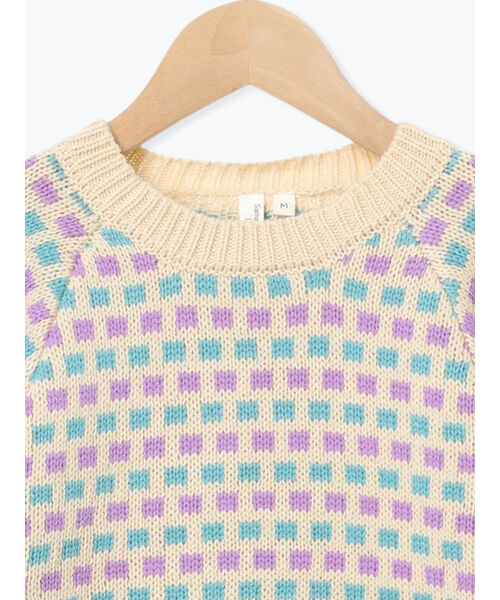 Samansa Mos2 Lagom 【Machine Washable】 Geometric Pattern Jacquard Knit