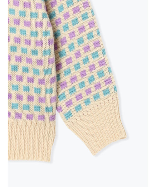 Samansa Mos2 Lagom 【Machine Washable】 Geometric Pattern Jacquard Knit