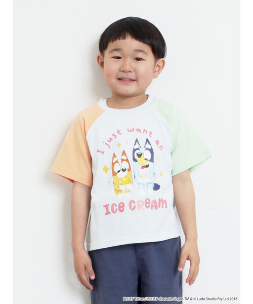 サマンサモスモス ラーゴム Samansa Mos2 Lagom 【ブルーイ】配色ラグランプリントTシャツ （オートミール） オートミール