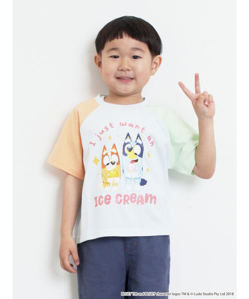 サマンサモスモス ラーゴム Samansa Mos2 Lagom 【ブルーイ】配色ラグランプリントTシャツ （オートミール） オートミール