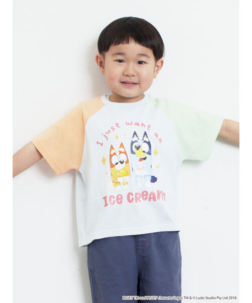 サマンサモスモス ラーゴム Samansa Mos2 Lagom 【ブルーイ】配色ラグランプリントTシャツ （オートミール） オートミール