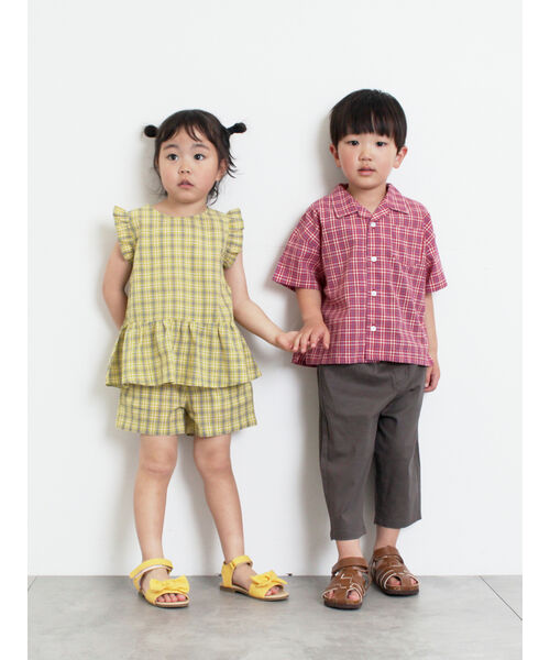 サマンサモスモス ラーゴム Samansa Mos2 Lagom ☆チェック肩フリルブラウス(セットアップ可) （イエロー） イエロー