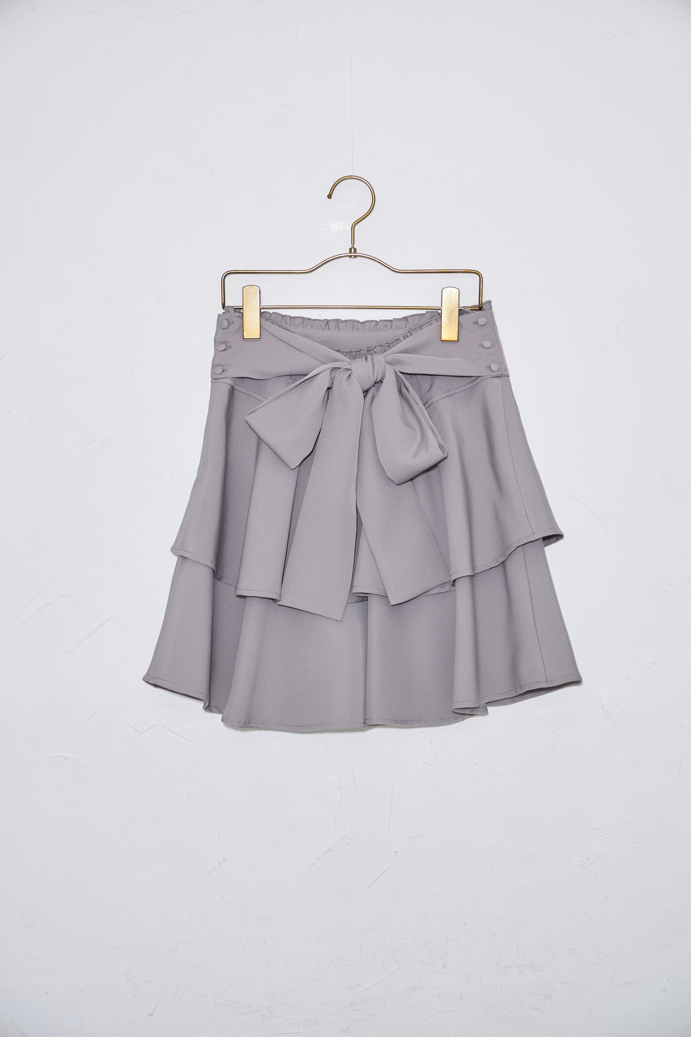 スユン Suyunn 2WAYリボン付きティアードミニスカート グレー