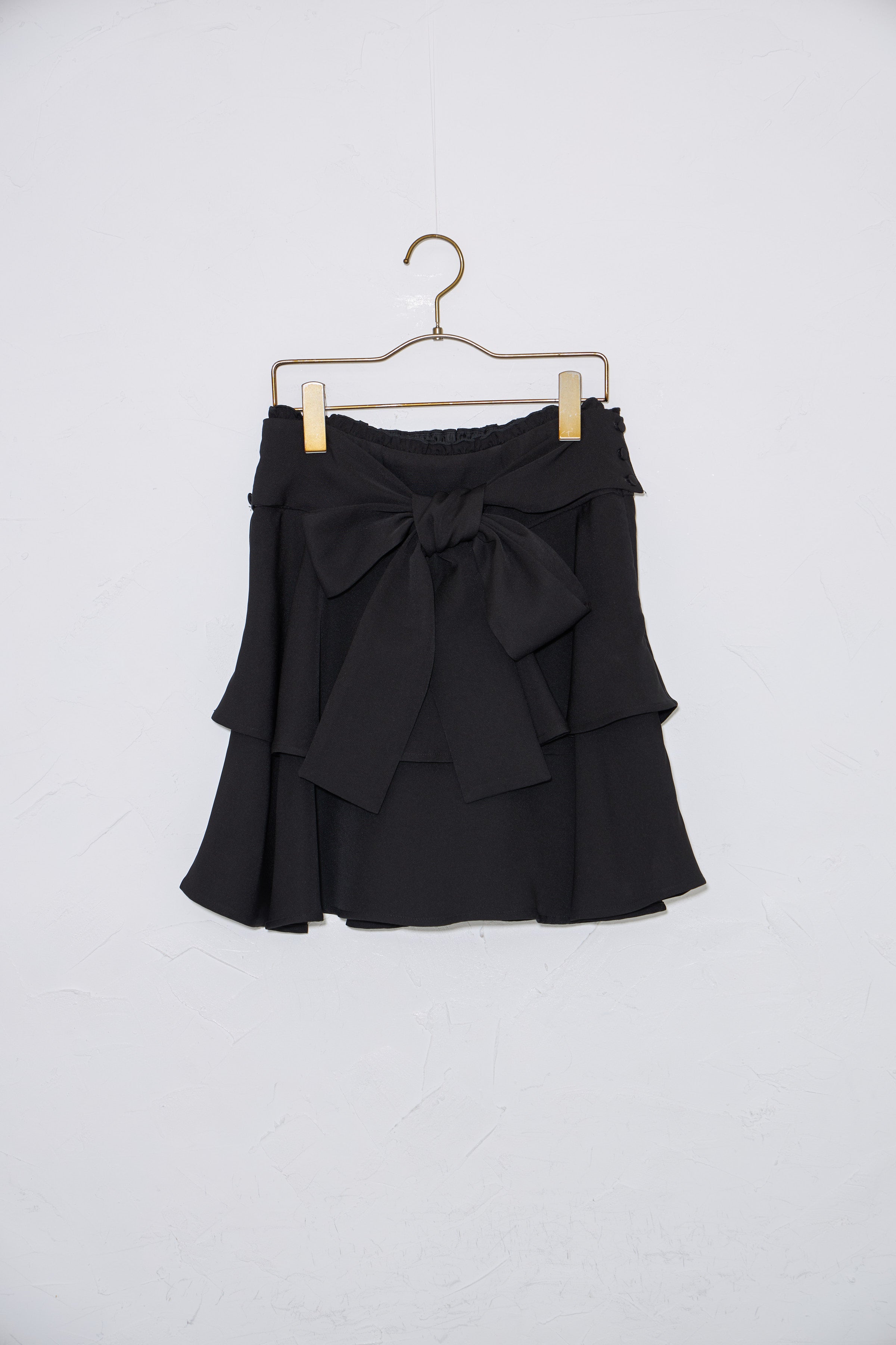 スユン Suyunn 2WAYリボン付きティアードミニスカート ブラック