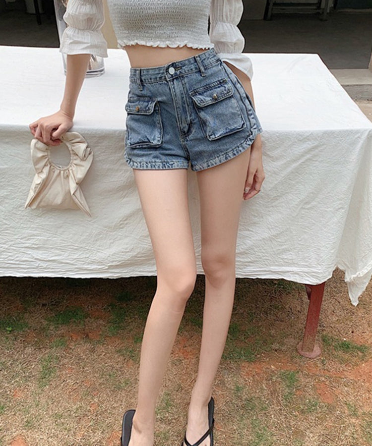 エスイーユー SEU サイドスリットショートデニムパンツ