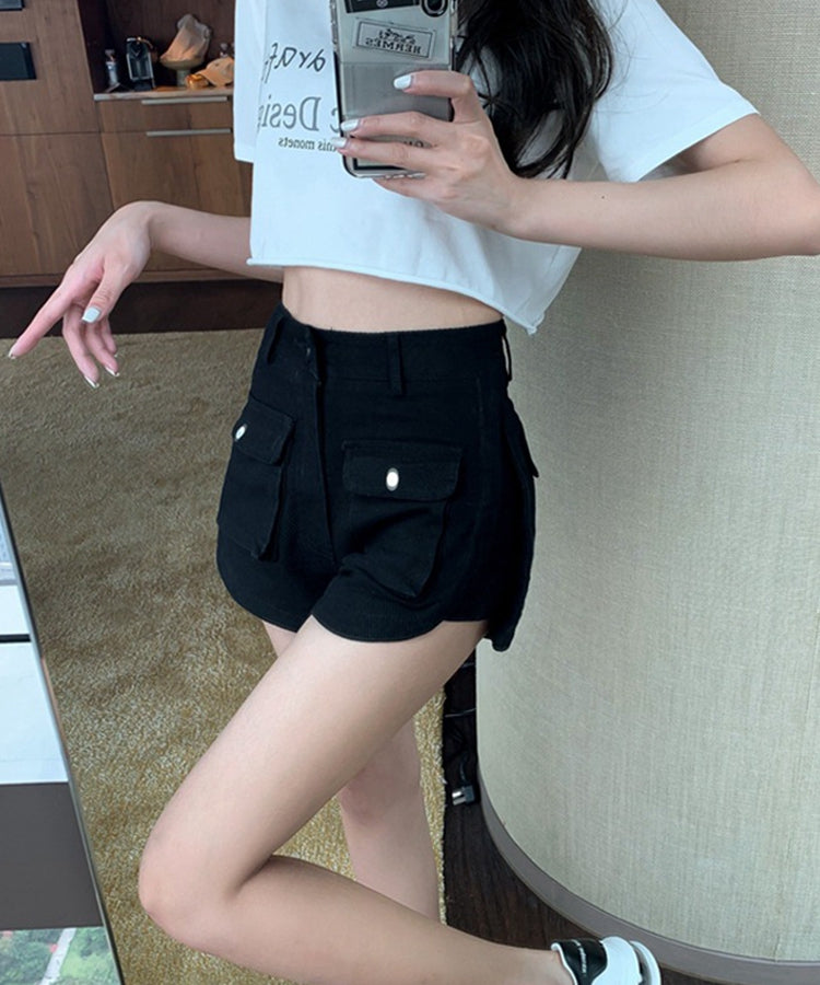 エスイーユー SEU サイドスリットショートデニムパンツ