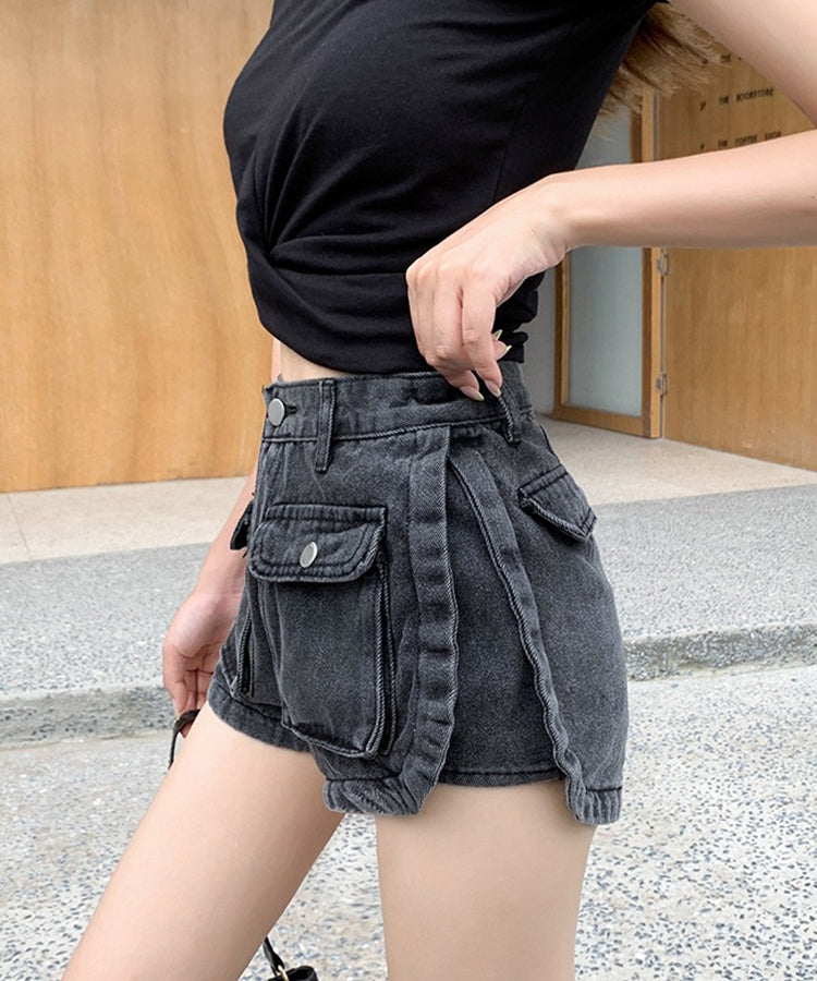 エスイーユー SEU サイドスリットショートデニムパンツ