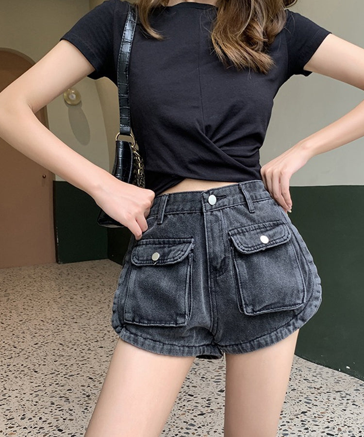 エスイーユー SEU サイドスリットショートデニムパンツ
