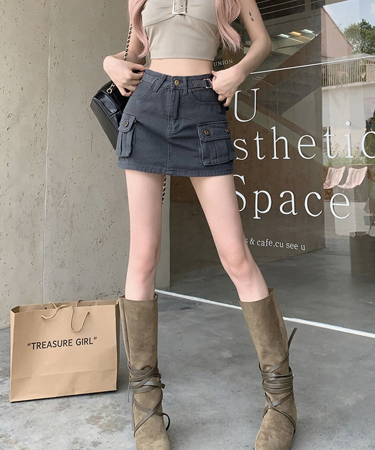 エスイーユー SEU ミニスカパンデニムスカート