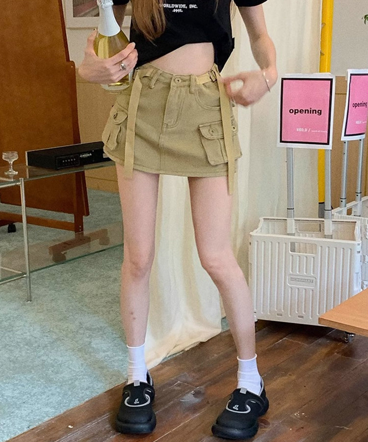 エスイーユー SEU ミニスカパンデニムスカート